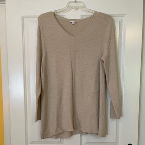 J. Jill cotton V-neck cotton sweater, oatmeal